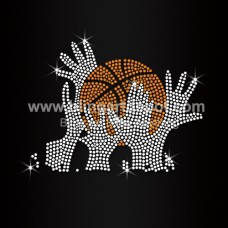 Hands Holding Basketball Rhinestone Heat Transfers